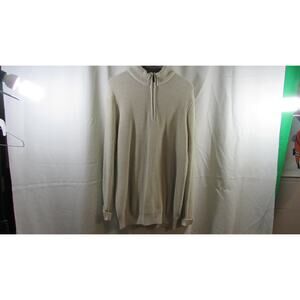 IZOD Sweater Adult Men’s Size X-LARGE Cream Pullover Quarter Zip Cotton Casual